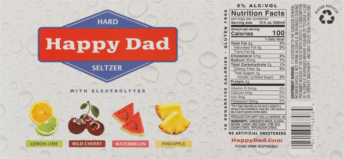 slide 8 of 9, Happy Dad Hard Seltzer with Electrolytes Variety Pack 12 - 12 fl oz Cans, 12 ct