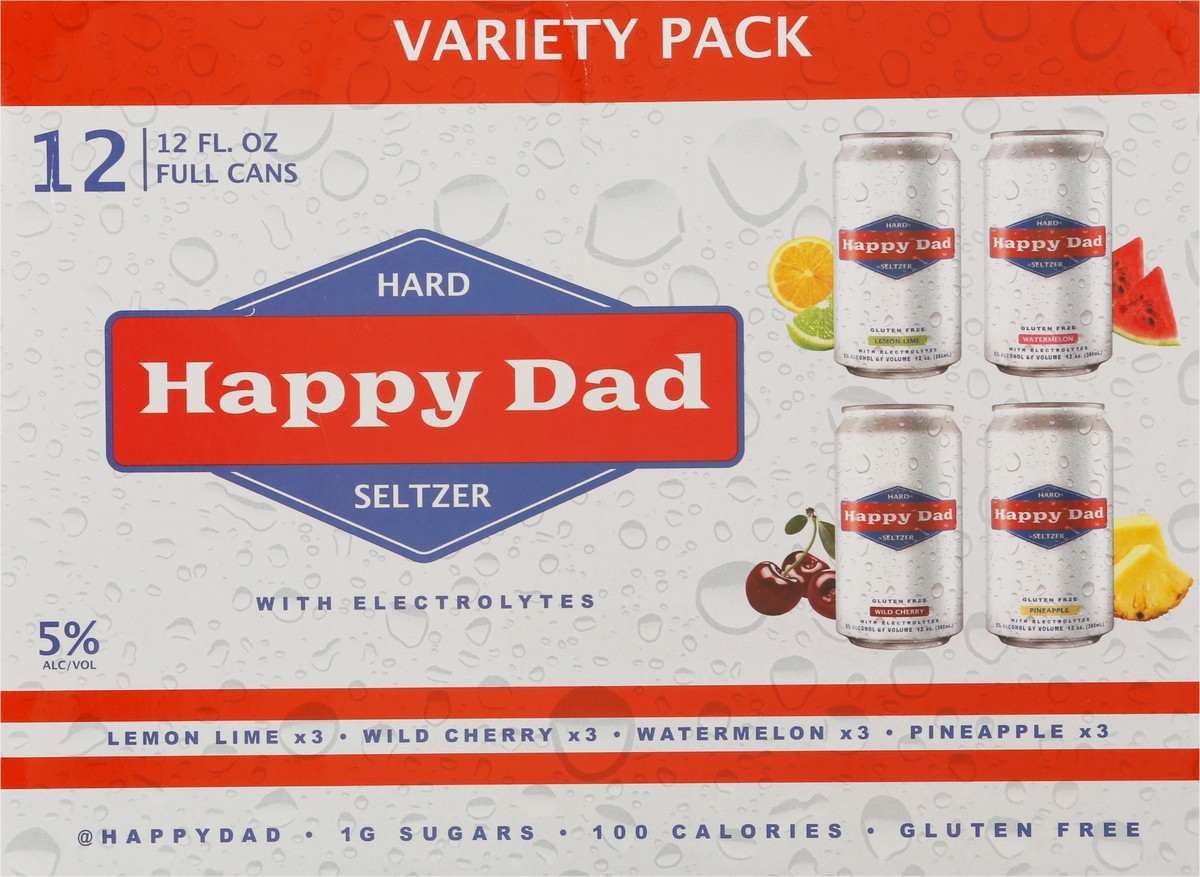 slide 9 of 9, Happy Dad Hard Seltzer with Electrolytes Variety Pack 12 - 12 fl oz Cans, 12 ct