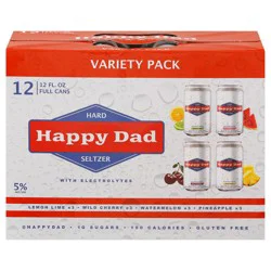 Happy Dad Hard Seltzer with Electrolytes Variety Pack 12 - 12 fl oz Cans