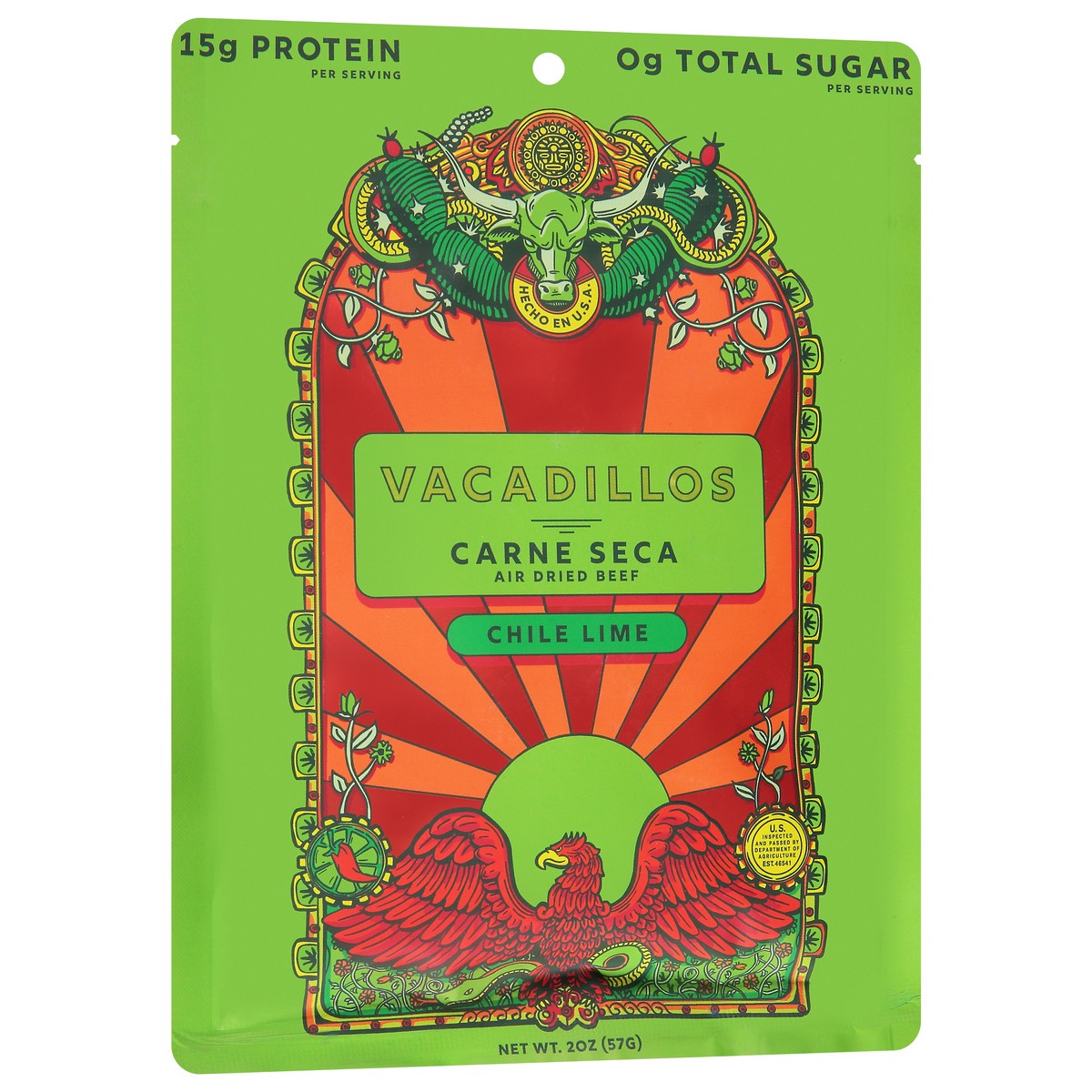slide 3 of 9, Vacadillos Air Dried Mild Chile Lime Beef 2 oz, 2 oz