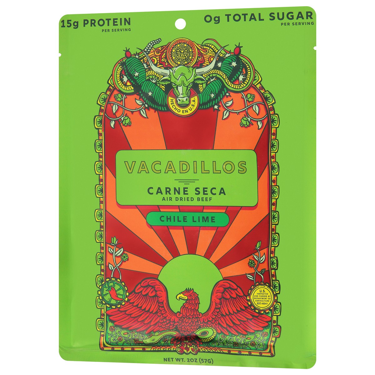 slide 5 of 9, Vacadillos Air Dried Mild Chile Lime Beef 2 oz, 2 oz