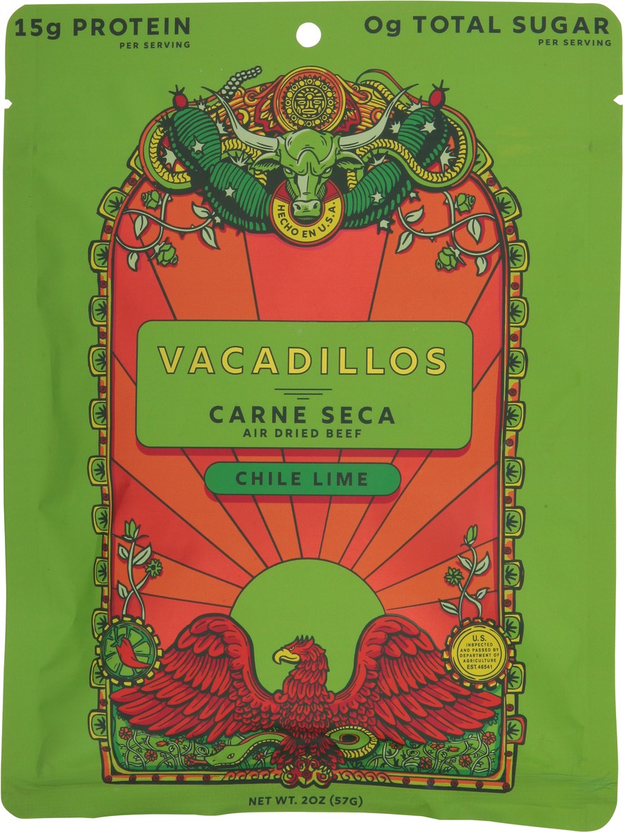 slide 4 of 9, Vacadillos Air Dried Mild Chile Lime Beef 2 oz, 2 oz