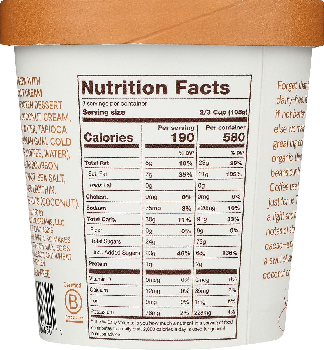 slide 8 of 9, Jeni's Dairy-Free Cold Brew With Coconut Cream Frozen Dessert 1 pt, 1 pint