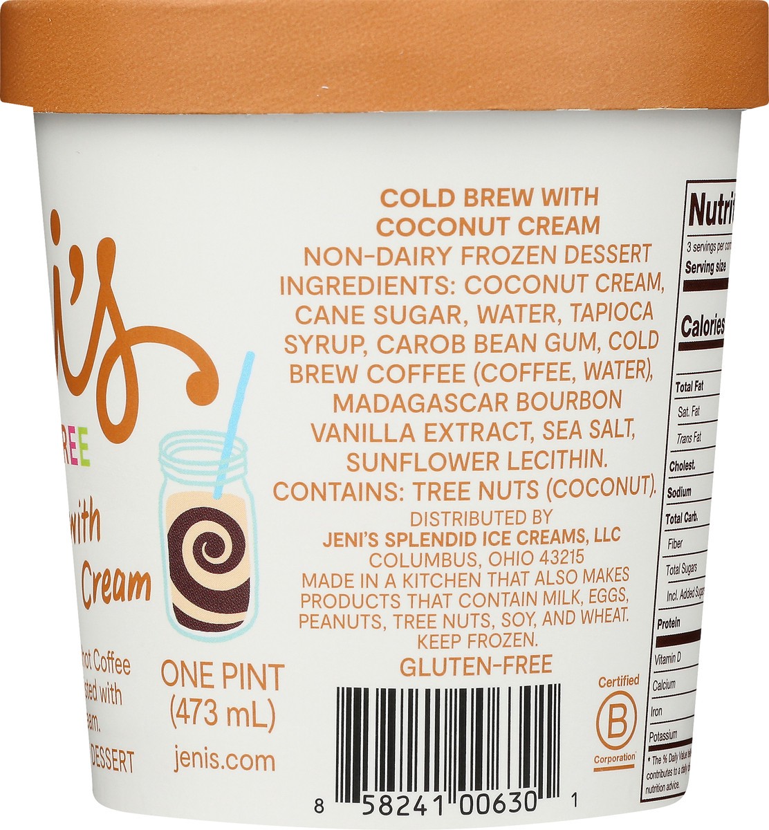 slide 5 of 9, Jeni's Dairy-Free Cold Brew With Coconut Cream Frozen Dessert 1 pt, 1 pint