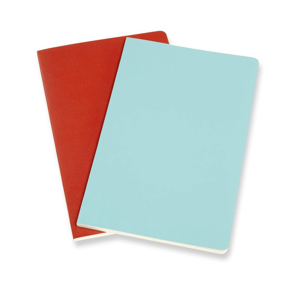 slide 2 of 4, Moleskine Narrow Rule Notebook 8.25"x5" Volant Coral & Aqua, 2 pk; 96 ct; 5 in x 8 1/4 in