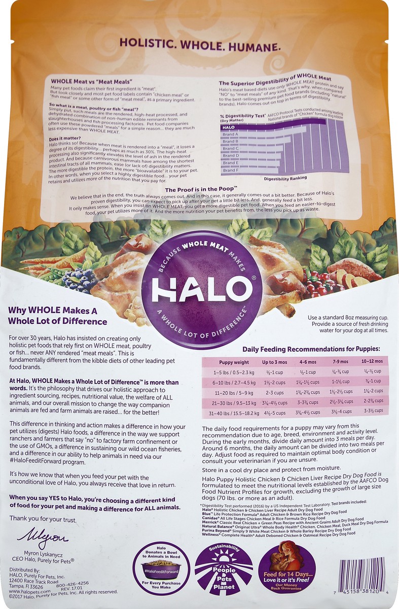 slide 7 of 8, Halo Dog Food 10 lb, 10 lb