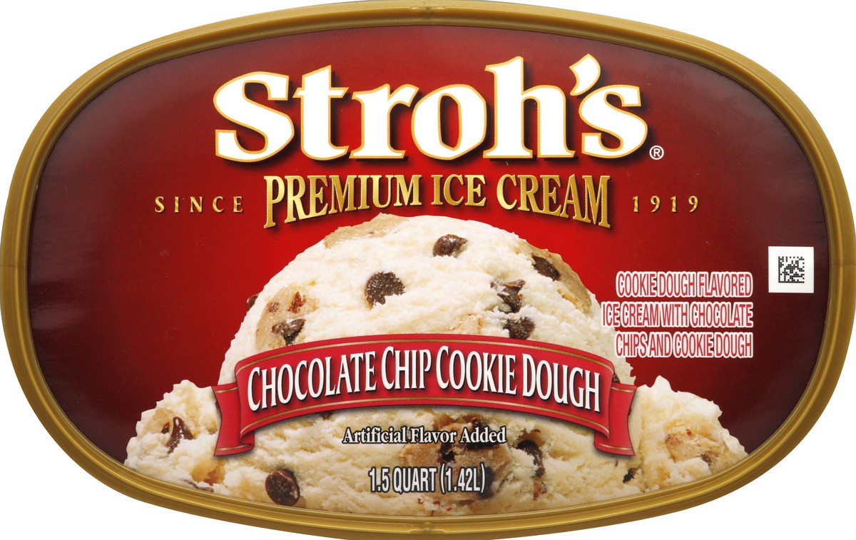 slide 2 of 5, Strohs Ice Cream, Premium, Chocolate Chip Cookie Dough, 48 oz