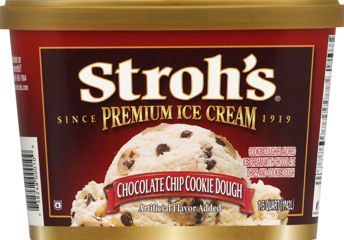 slide 4 of 5, Strohs Ice Cream, Premium, Chocolate Chip Cookie Dough, 48 oz