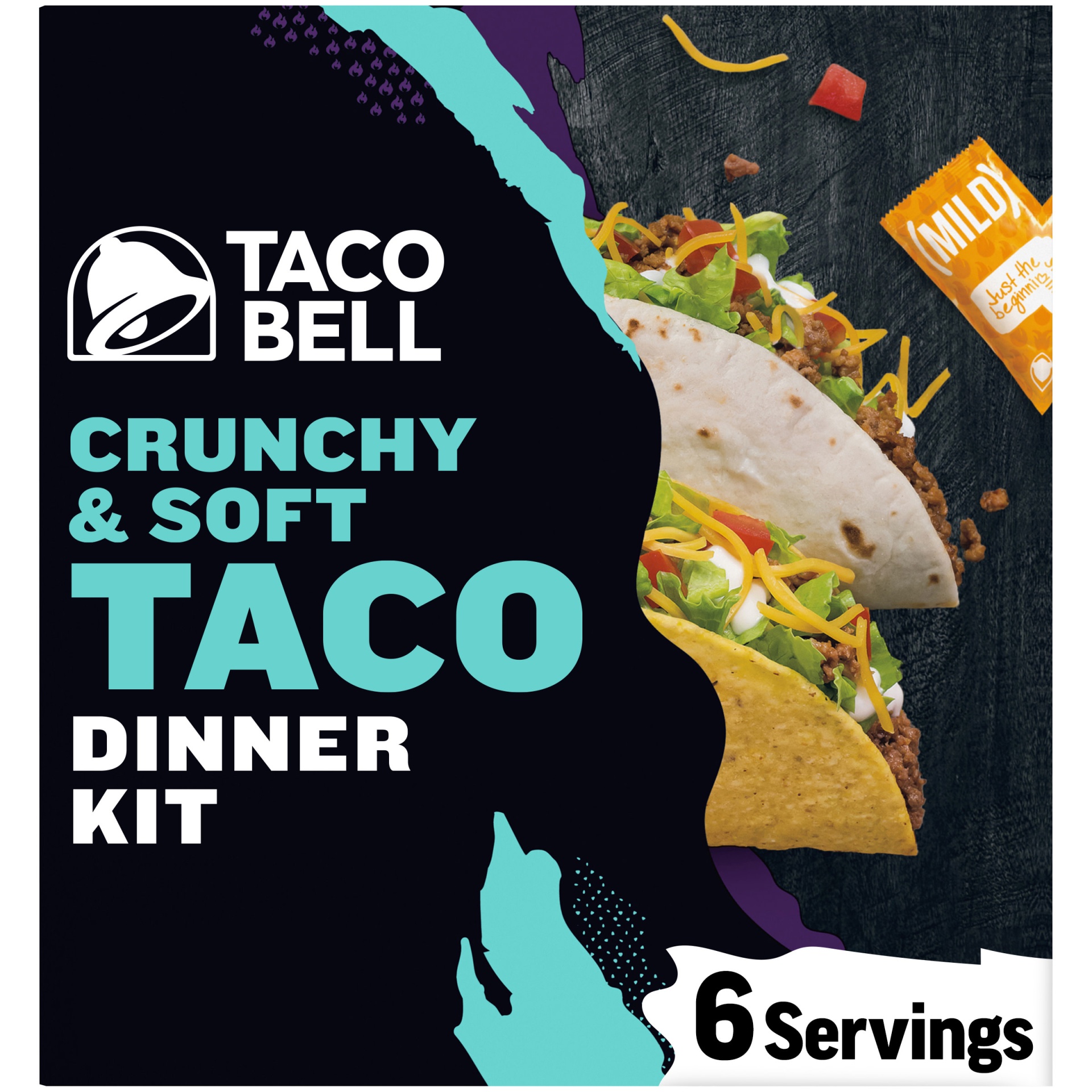 slide 1 of 11, Taco Bell Crunchy & Soft Taco Dinner Kit with 6 Soft Tortillas, 6 Crunchy Taco Shells, Taco Bell Mild Sauce & Seasoning, 12.77 oz