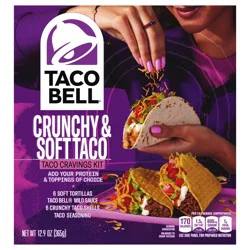 Taco Bell Crunchy & Soft Taco Cravings Kit with 6 Soft Tortillas, 6 Crunchy Taco Shells, Taco Bell Mild Sauce & Seasoning, 12.77 oz Box