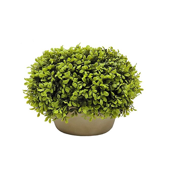 slide 1 of 3, Bee & Willow Home Pre-Lit Faux Boxwood Ball Topiary, 14 in