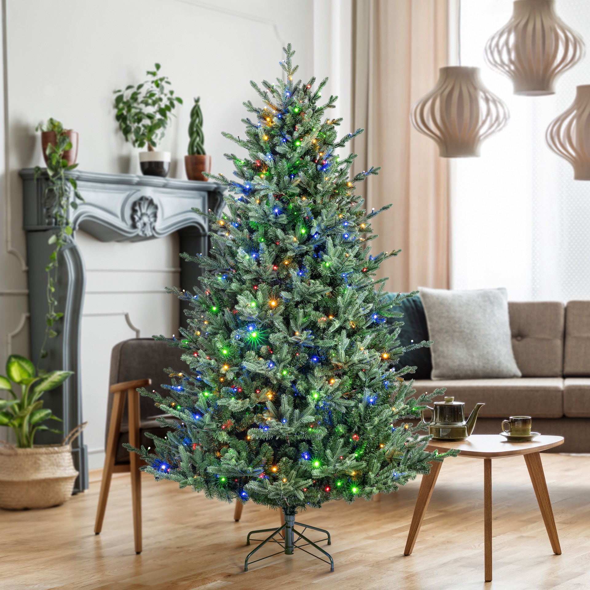 slide 12 of 12, 7.5ft. Pre-Lit Collins Fir Artificial Christmas Tree, Color Changing Mini Led Lights By Ashland - Includes A Tree Storage Bag, 7.5 ft