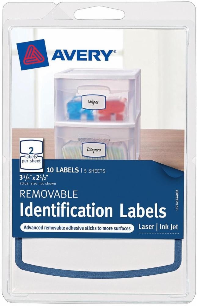 slide 1 of 1, Avery Removable Identification Labels White, 3.75 in x 2.5 in