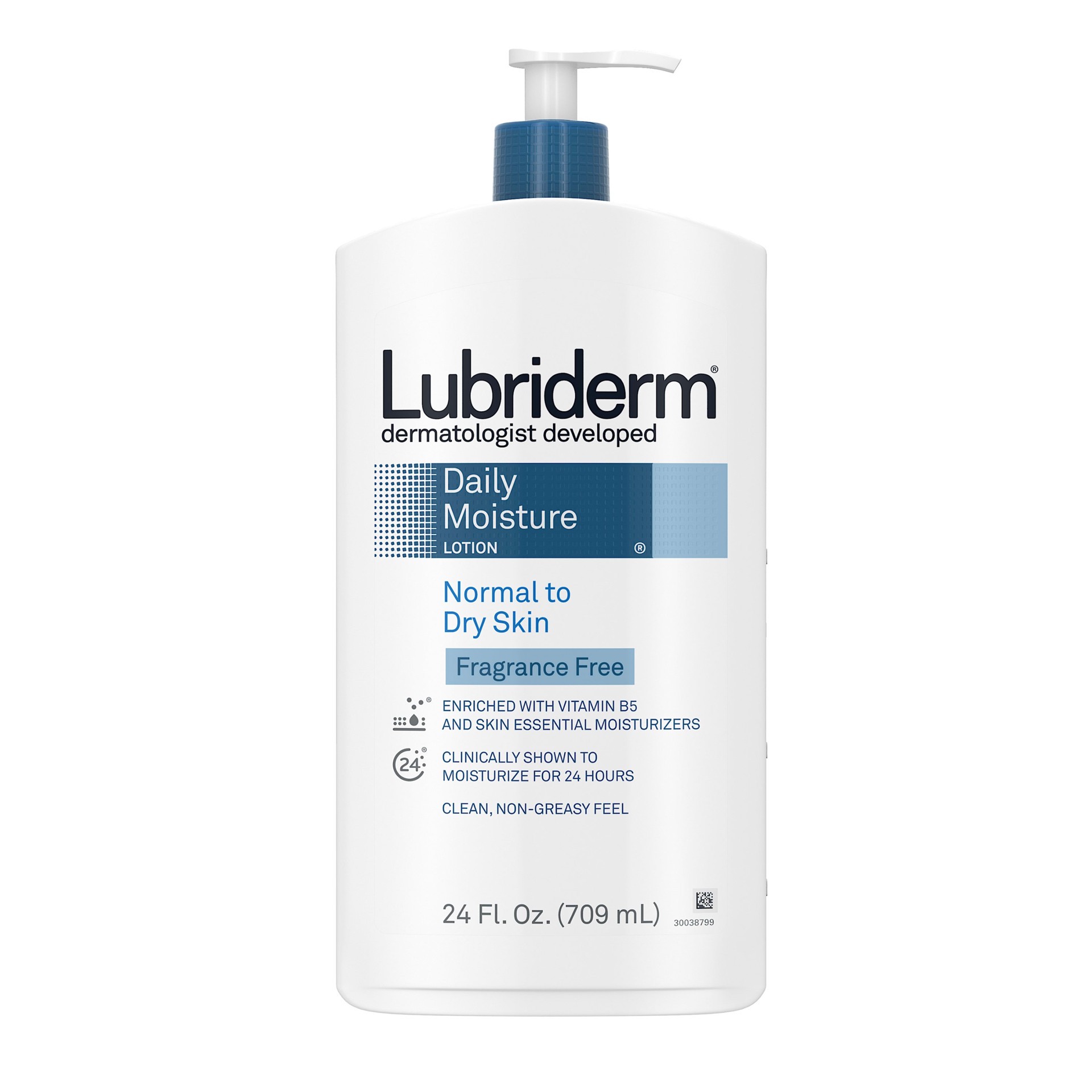 slide 4 of 5, Lubriderm Fragrance Free Daily Moisture Lotion + Pro-Ceramide, Shea Butter & Glycerin, Face, Hand & Body Lotion for Sensitive Skin, Hydrating Lotion for Healthier-Looking Skin, 24 fl. oz, 24 fl oz