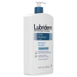 Lubriderm Daily Moisture Hydrating Unscented Body Lotion with Pro-Vitamin B5 for Normal-to-Dry Skin for Healthy-Looking Skin, Non-Greasy and Fragrance-Free Lotion, 24 fl. oz