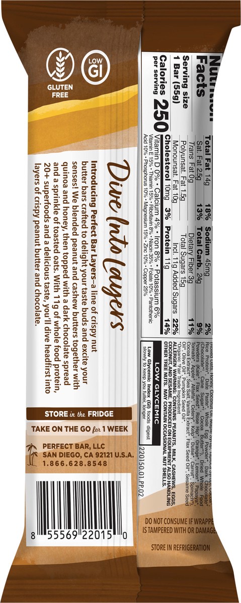 slide 12 of 14, Perfect Bar Choco Crisp Gluten-Free Dark Chocolate Nut Butter Protein Bar, Kosher, 1.94 oz,
