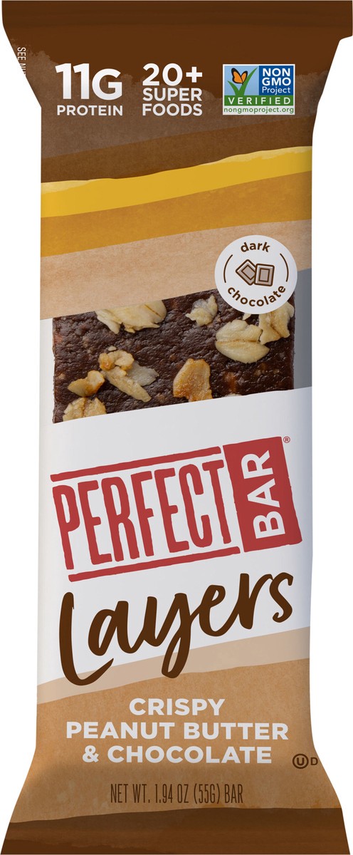 slide 4 of 14, Perfect Bar Choco Crisp Gluten-Free Dark Chocolate Nut Butter Protein Bar, Kosher, 1.94 oz,