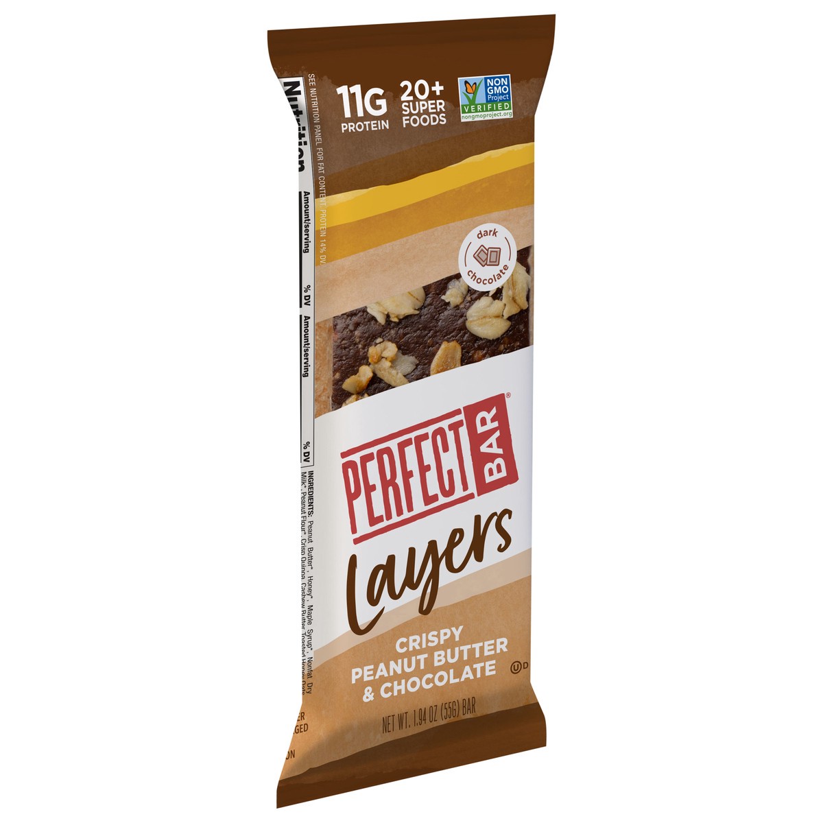 slide 11 of 14, Perfect Bar Choco Crisp Gluten-Free Dark Chocolate Nut Butter Protein Bar, Kosher, 1.94 oz,