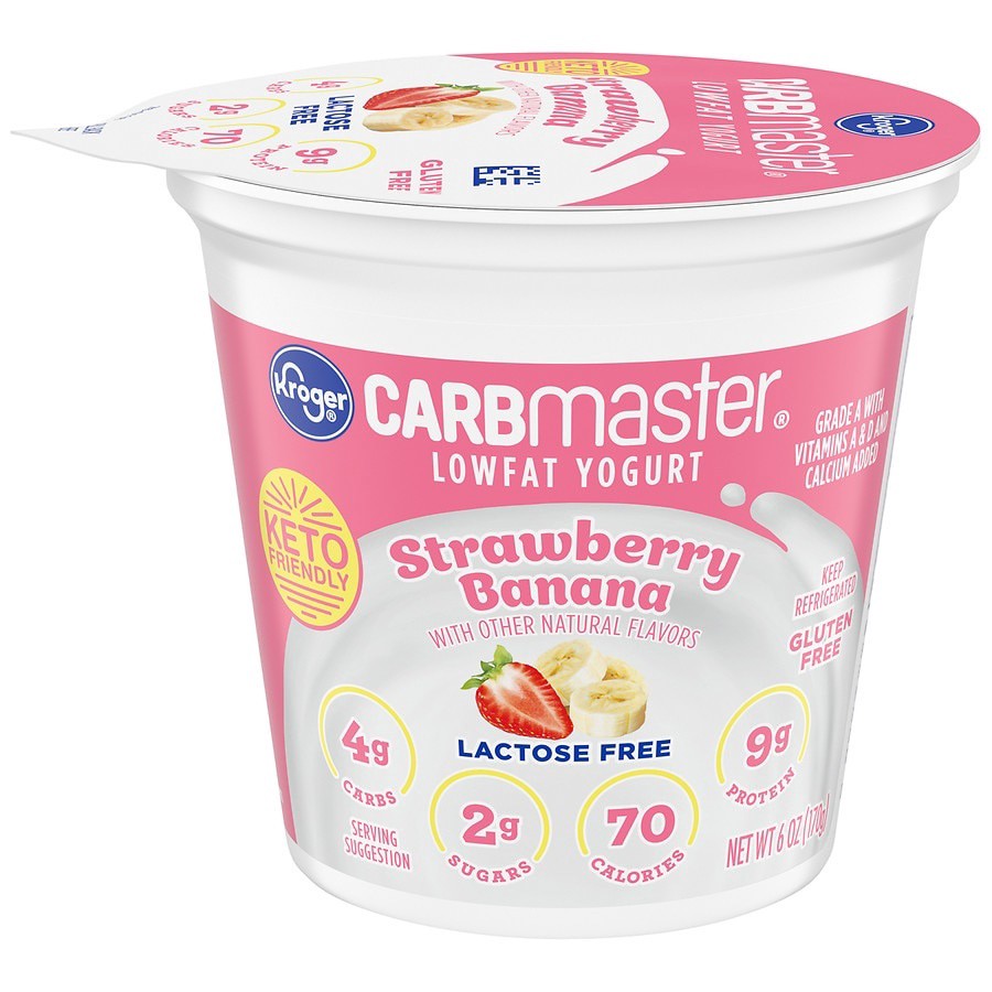 slide 1 of 2, Kroger Carbmaster Cultured Dairy Blend Strawberry Banana, 6 oz