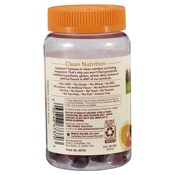 slide 3 of 9, Sundown Naturals B12 500 Mg Raspberry Mixed Berry Orange Flavored Gummies, 50 ct