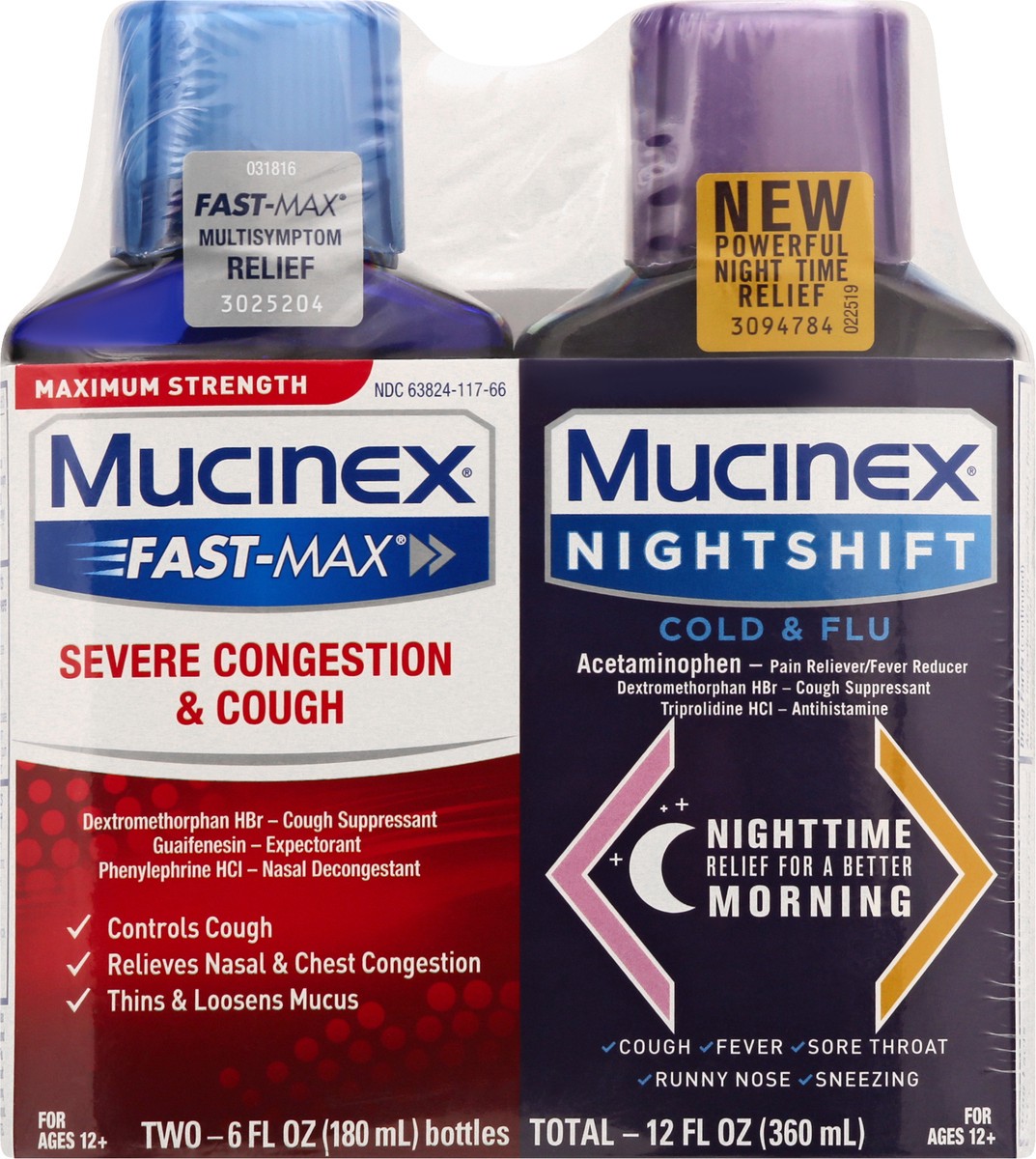 slide 1 of 13, Mucinex Max Strength Congestion, Cough, Cold & Flu Medicine - Day & Night - Liquid - 6 fl oz/2ct, 6 fl oz, 2 ct