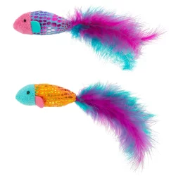 Whisker City Sparkle Fish & Feathers Cat Toys, 2 pack