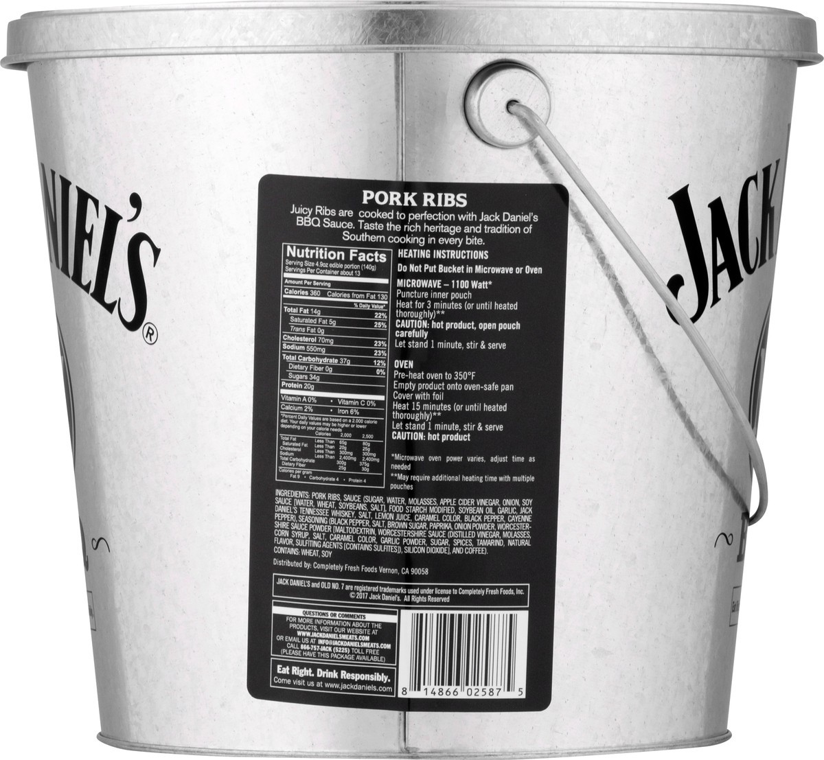 slide 6 of 14, Jack Daniel's Seasoned Cooked & Pre-Cut Pork Ribs BBQ, 64 oz