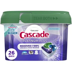 Cascade Action Pacs Platinum Plus Mountain Scent Dishwashing Tabs 26 Count