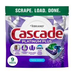 Cascade Action Pacs Platinum Plus Fresh Scent Dishwashing Tabs 9 Count