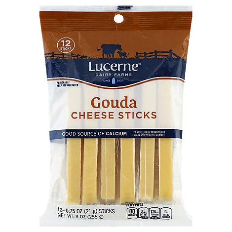 slide 1 of 1, Lucerne Gouda Cheese Sticks, 9 oz