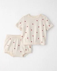 Littleplanet Baby Girl Organic Cotton Sweater Set - Berry Print - 3M