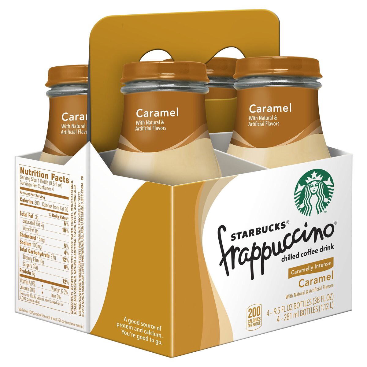 slide 2 of 5, Starbucks Frappuccino Chilled Coffee Drink Caramel Flavored 9.5 Fl Oz 4 Count Bottle, 38 oz