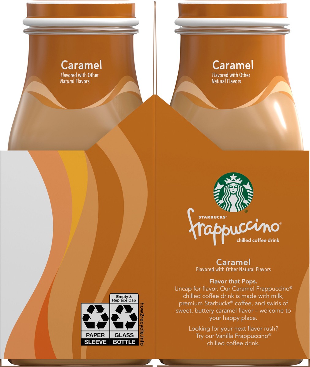 slide 5 of 5, Starbucks Frappuccino Chilled Coffee Drink Caramel Flavored 9.5 Fl Oz 4 Count Bottle, 38 oz