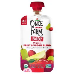Once Upon a Farm Organic Pear, Apple, Cranberry & Beet Baby Food Pouch, 3.2 oz