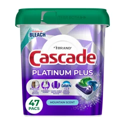 Cascade Platinum Plus Action Pacs, Dishwasher Detergent, Mountain, 47ct