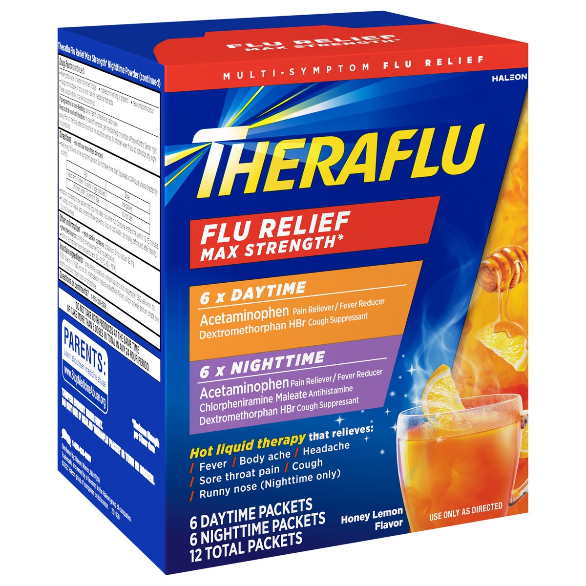 slide 3 of 4, Theraflu Max Strength Daytime Flu Symptom Relief - 6 Ct plus Theraflu Max Strength Nighttime Flu Medicine for Flu Symptom Relief - 6 Ct Combo, 2 ct