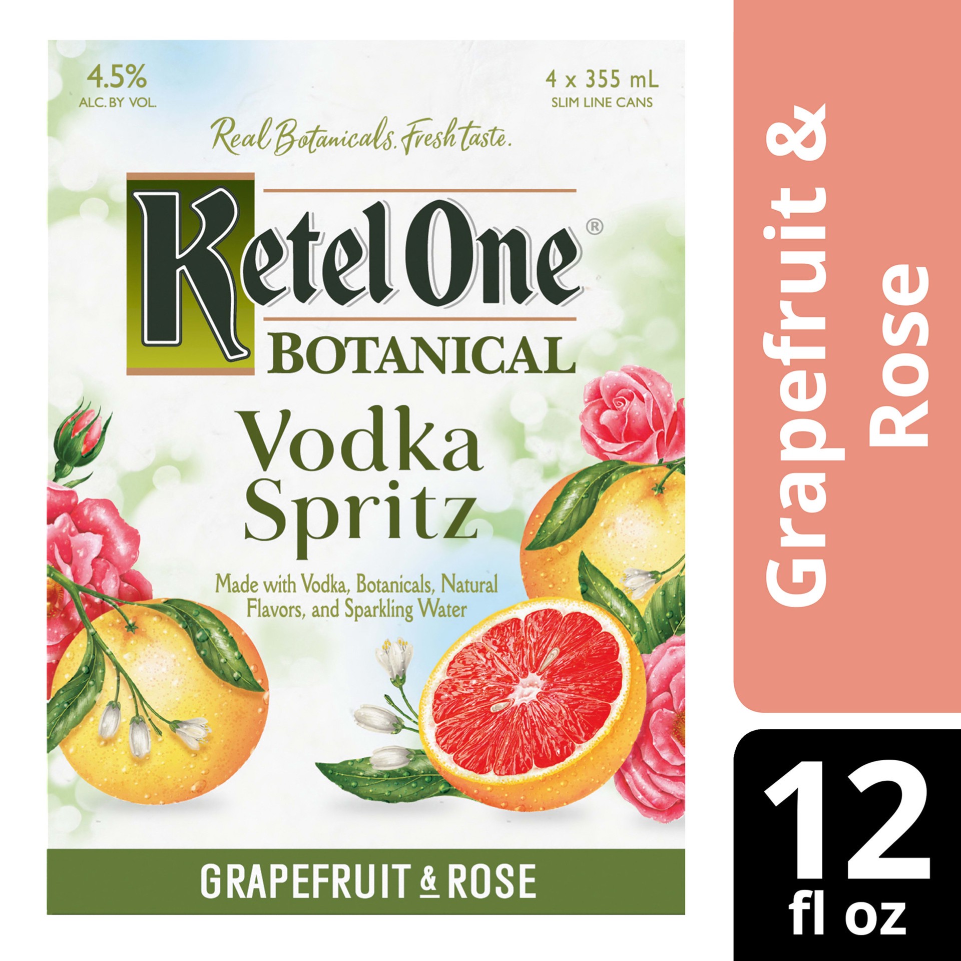 slide 1 of 7, Ketel One Botanical Vodka Spritz Grapefruit & Rose, 4-PACK (4 x 12 fl oz), 4 ct; 12 fl oz