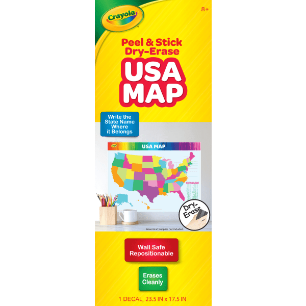 slide 3 of 4, Crayola Dry-Erase Usa Map, 23-1/2" X 17-1/2", 1 ct