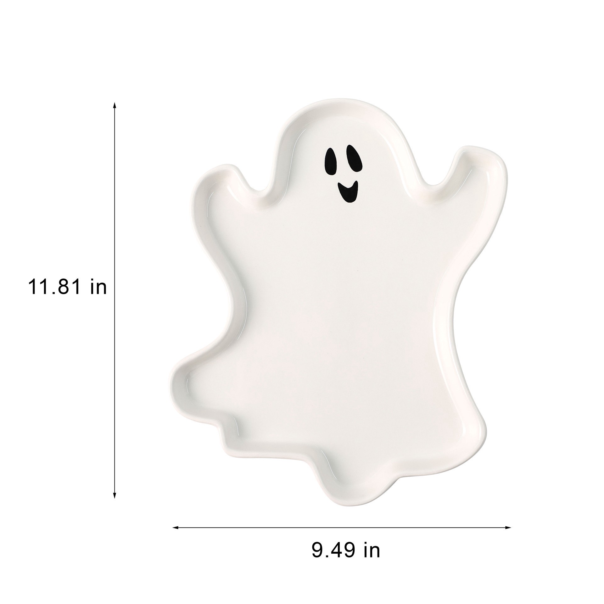 slide 2 of 3, 11.75" Ceramic Ghost Platter By Makery, 11.75 in