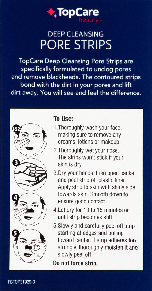 slide 5 of 9, TopCare Beauty Deep Cleansing Pore Strips 8 ea, 8 ct