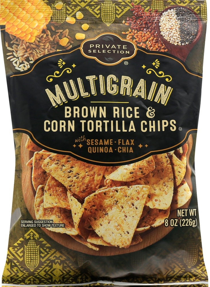 slide 1 of 1, Private Selection Really Seedy Multigrain Tortilla Chips, 8 oz