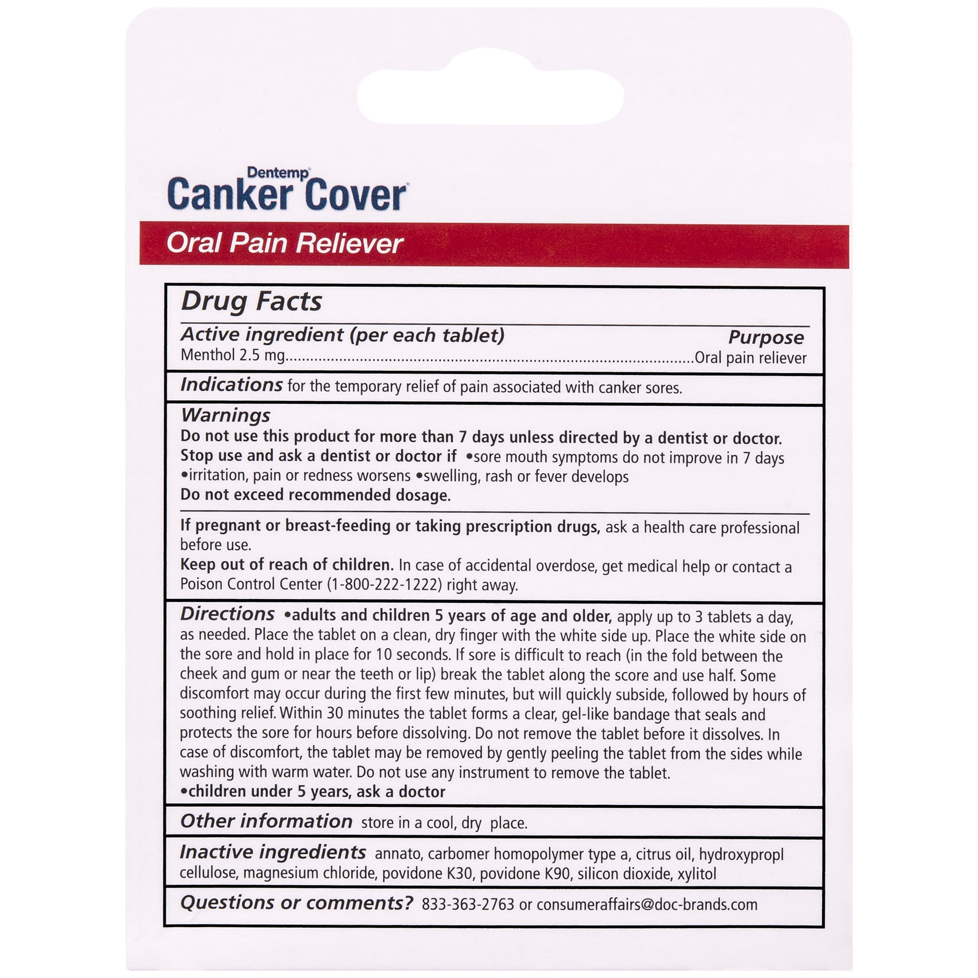 slide 2 of 5, Dentemp Oral Pain Reliever Canker Cover Cool Mint, 1 ct