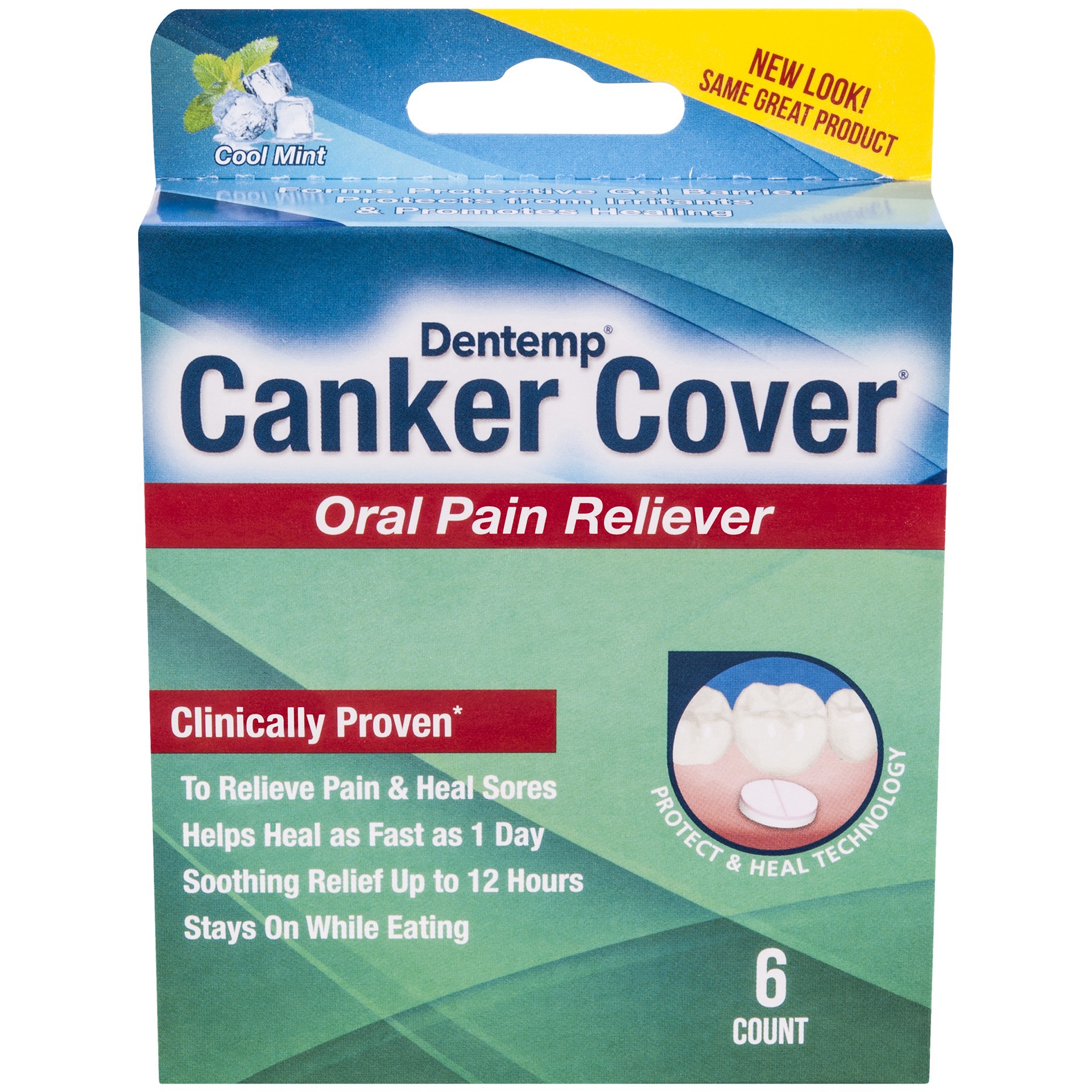 slide 1 of 5, Dentemp Oral Pain Reliever Canker Cover Cool Mint, 1 ct