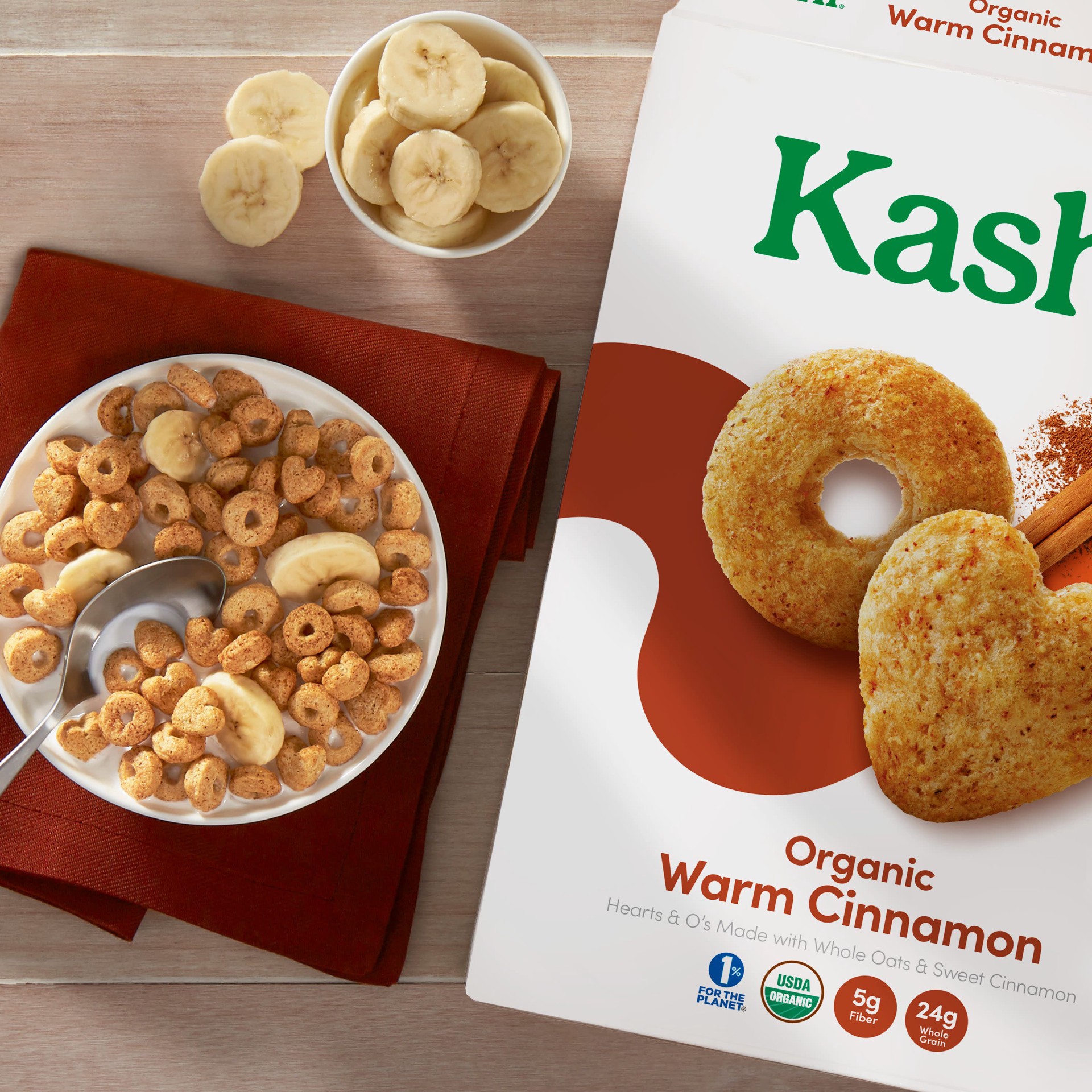 slide 2 of 5, Kashi Cold Breakfast Cereal, Vegetarian, Organic Fiber Cereal, Warm Cinnamon, 12oz Box, 1 Box, 12 oz