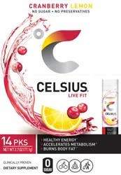 Celsius Otg Power Stick Packets Cranberry Lemon - 14 ct
