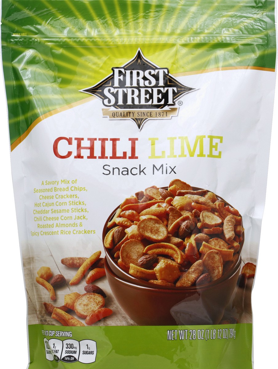 slide 4 of 6, First Street Chili Lime Snack Mix, 28 oz