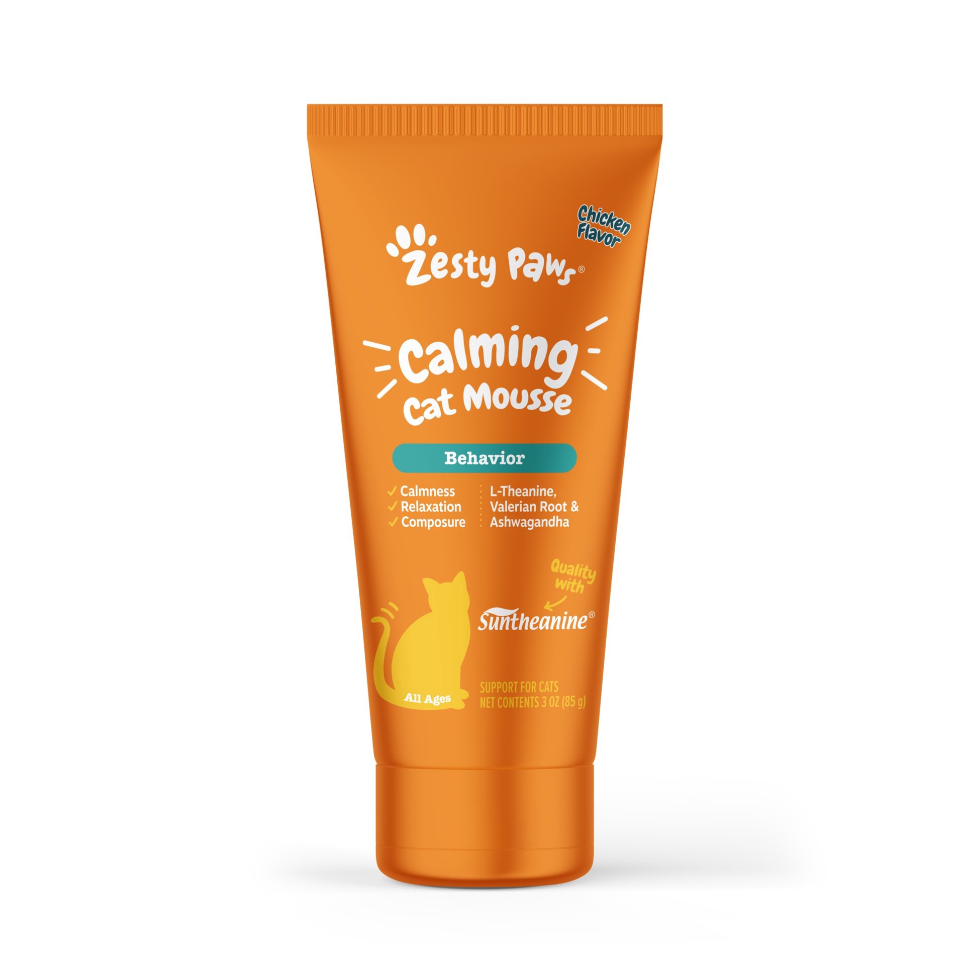 slide 1 of 1, Zesty Paws Cat Mousse Chicken Calming Supplement, 3 oz., 1 ct