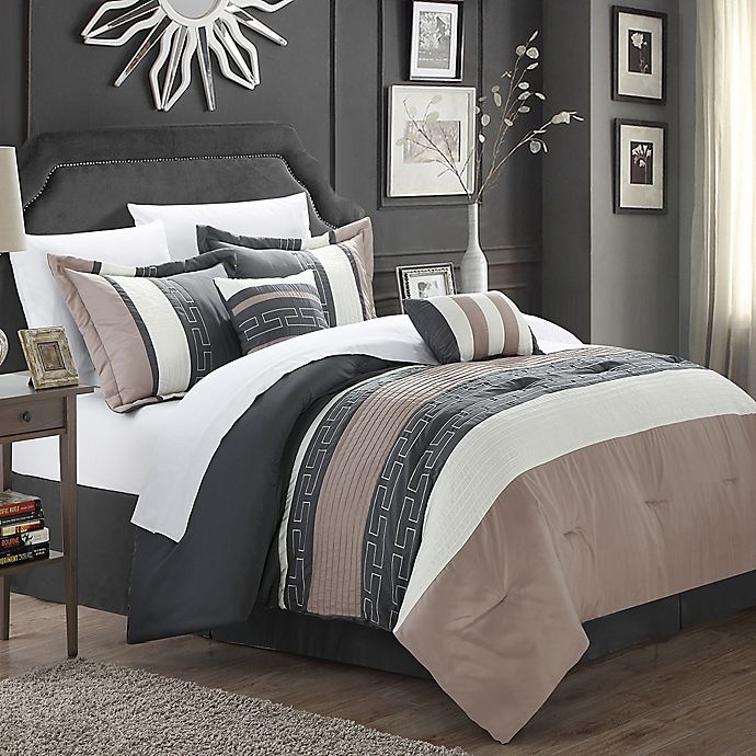 slide 1 of 1, Chic Home Coralie Queen Comforter Set - Taupe, 6 ct