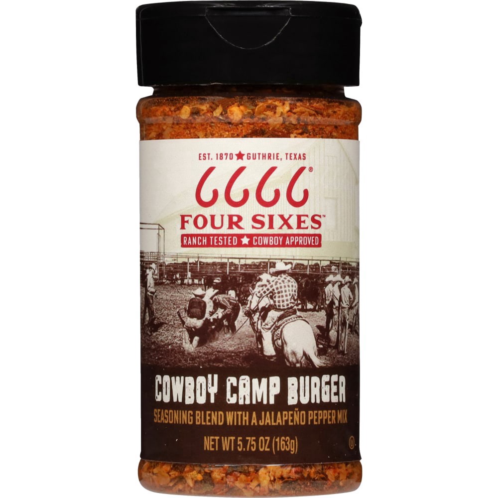 slide 3 of 4, Four Sixes Cowboy Camp Burger Seasoning Blend with a Jalapeno Pepper Mix, 5.75 oz, 5.75 oz