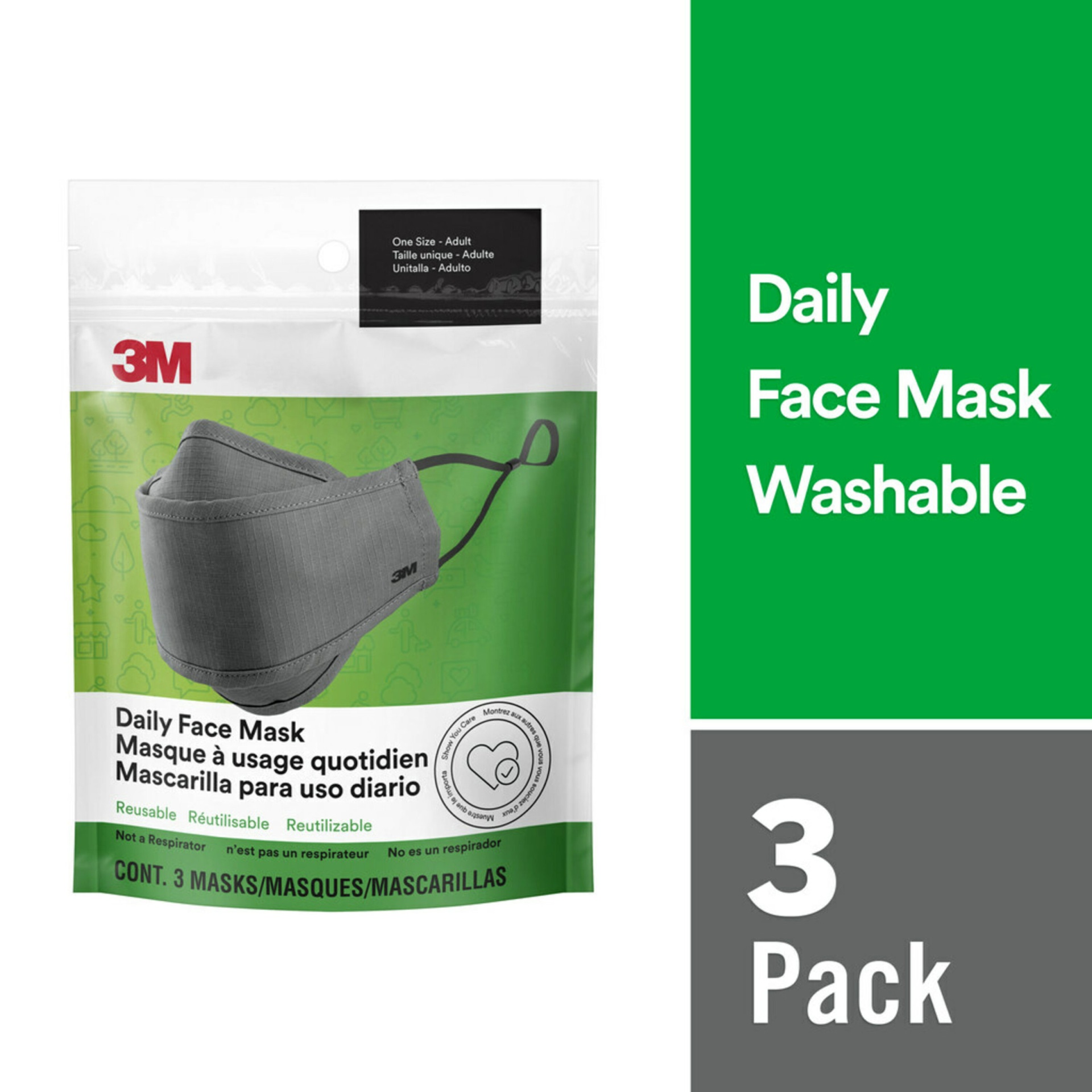 slide 1 of 1, 3M Daily Face Mask Reusable, 3 ct